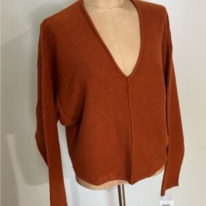 Double Zero Burnt Orange V-Neck Women’s Sweater